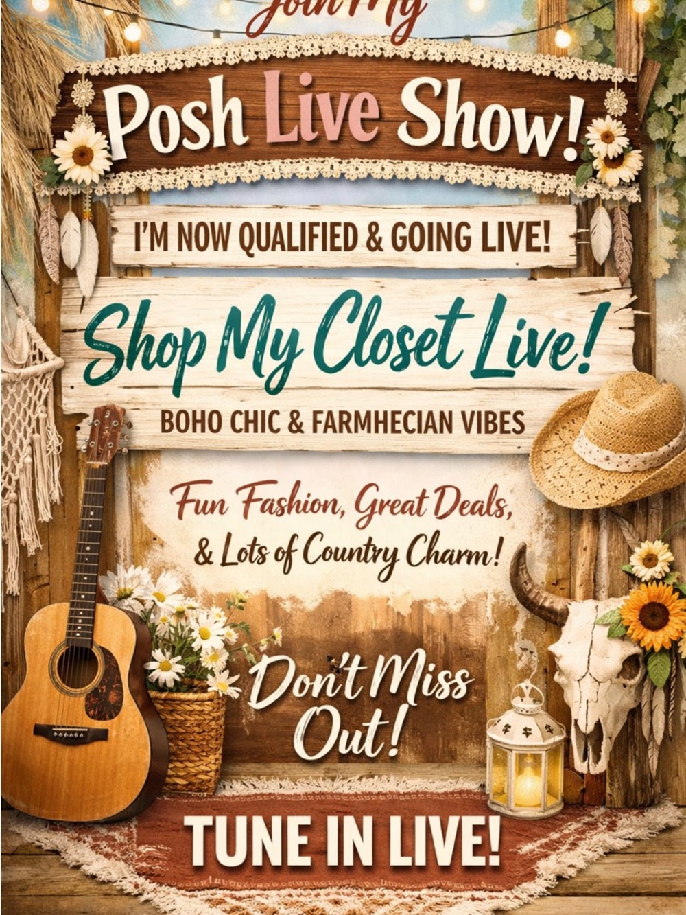Posh Live Show Promotional Print - Boho Farmhouse Wall Art